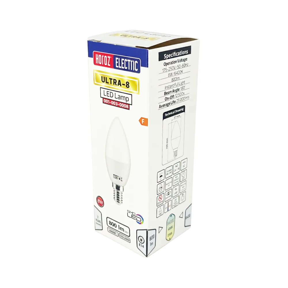 Horoz Ultra-8 8W Led Buji Ampul E14 Duy 6400K (Beyaz) - 3