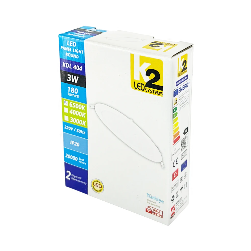 K2 3W Sıvaaltı Panel Led 6500K (Beyaz)-KDL404 - 4