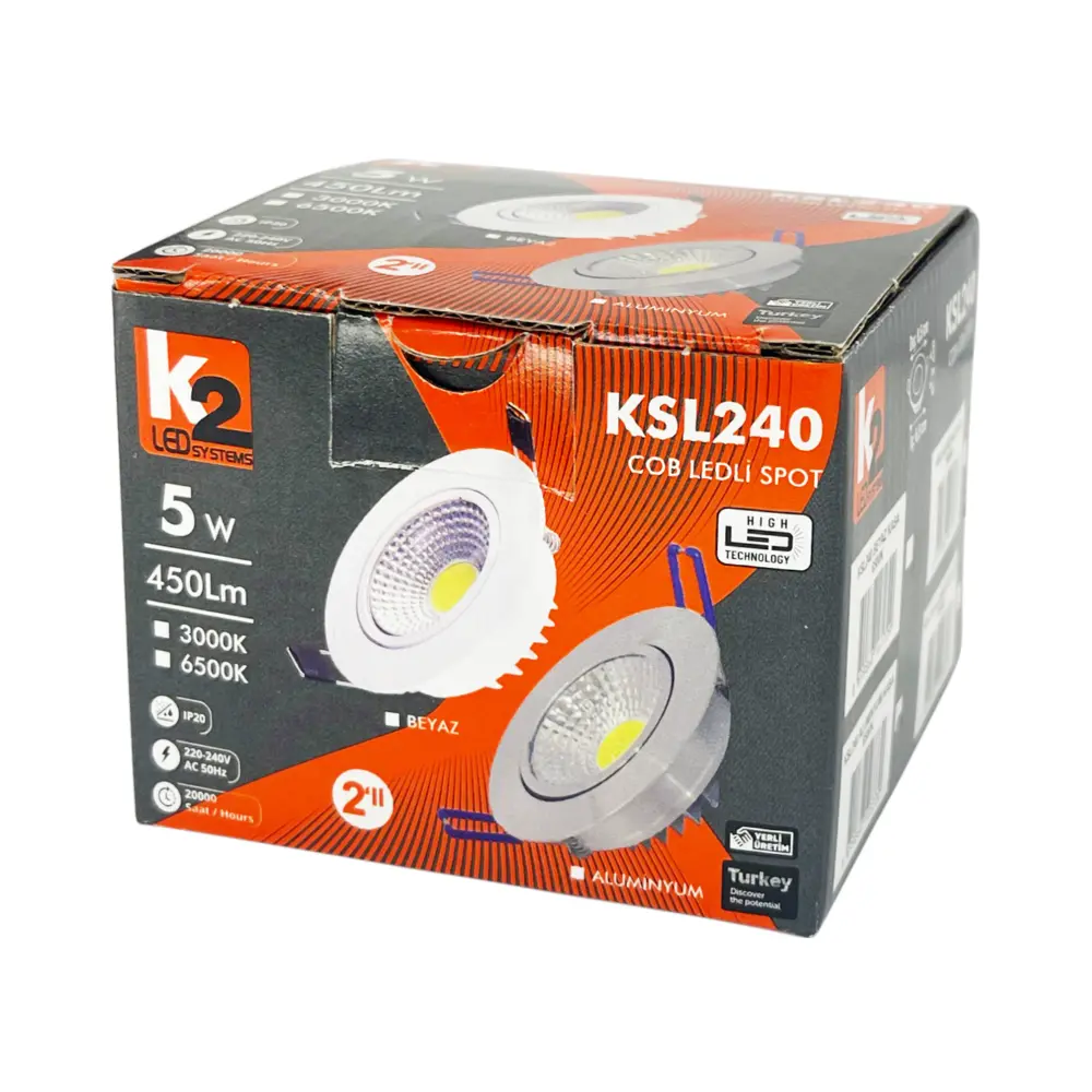 K2 5W Krom Kasa Cob Led Armatür 6500K (Beyaz) KSL240 - 4