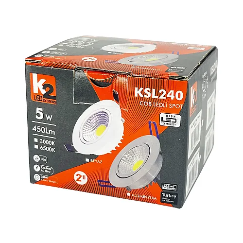 K2 5W Krom Kasa Cob Led Armatür 6500K (Beyaz) KSL240 - 4