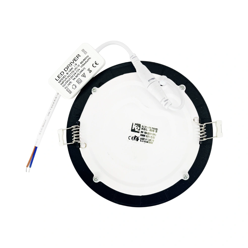 K2 9W Sıvaaltı Panel Led Armatür Siyah Kasa 6500K (Beyaz)-KDL405B - 2
