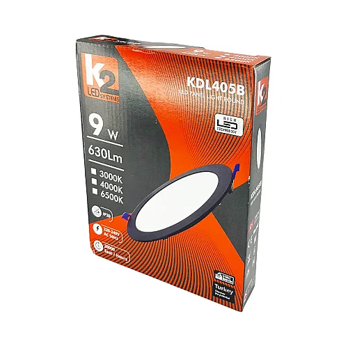 K2 9W Sıvaaltı Panel Led Armatür Siyah Kasa 6500K (Beyaz)-KDL405B - 4