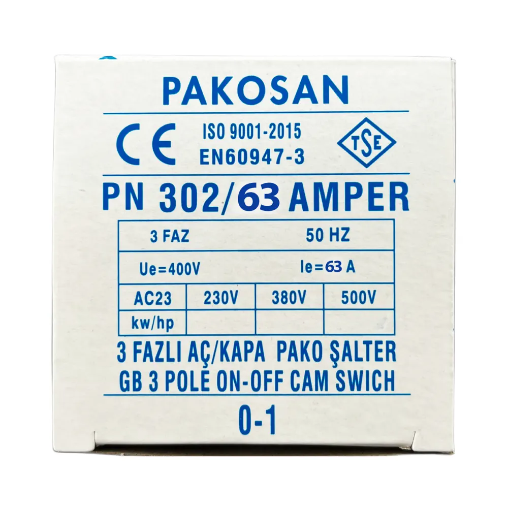 Pakosan 3x63A Trifaze Aç-Kapa Pako Şalter - 4