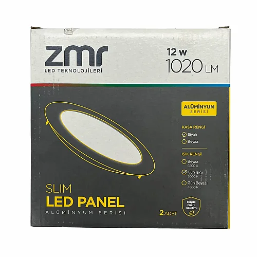 Zmr 12W Siyah Kasa Sıvaaltı Panel Led Armatür 3000K (Günışığı) ZMR-204 - 5