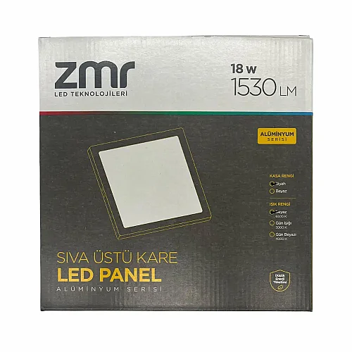 Zmr 18W Sıvaüstü Siyah Kasa Kare Panel Led 6500K (Beyaz) ZMR-246 - 4