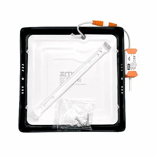 Zmr 18W Sıvaüstü Siyah Kasa Kare Panel Led 6500K (Beyaz) ZMR-246 - 2