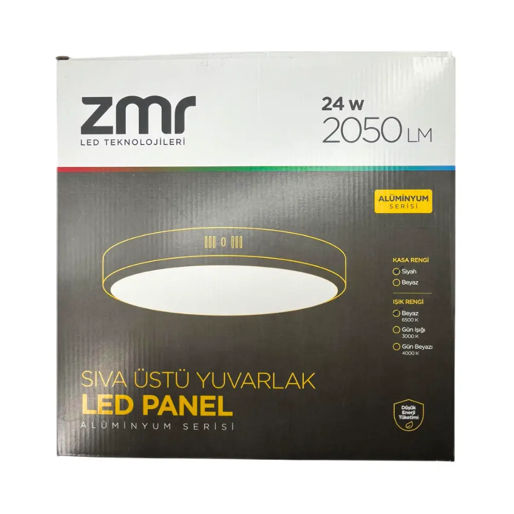 Zmr 24W Sıvaüstü Siyah Kasa Yuvarlak Panel Led Armatür 6500K (Beyaz) ZMR-247 - 4